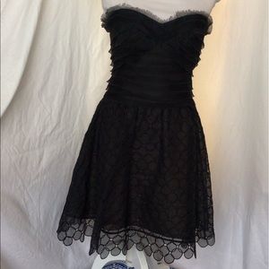 BCBG Strapless Chiffon & Lace Dress